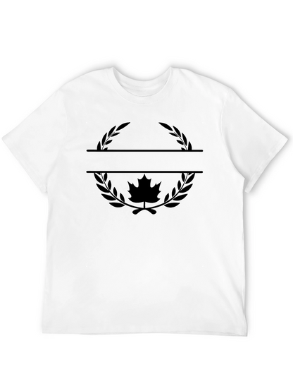 Maple Leaf Wreath Graphic Tee - Stylish Black T-Shirt