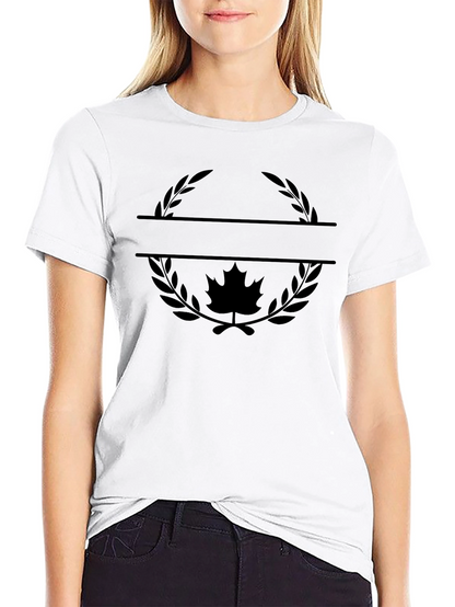 Maple Leaf Wreath Graphic Tee - Stylish Black T-Shirt