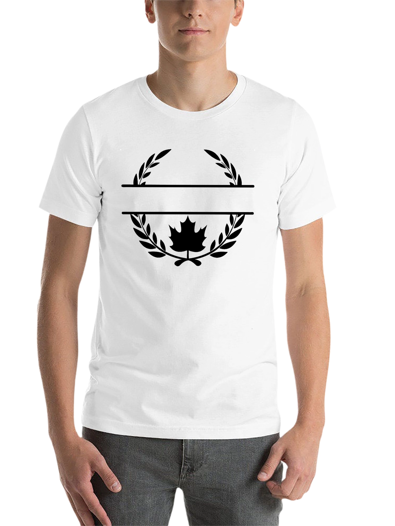 Maple Leaf Wreath Graphic Tee - Stylish Black T-Shirt