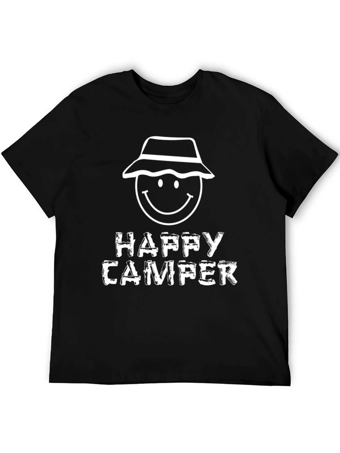 Happy Camper Graphic T-Shirt - Black Cotton Tee