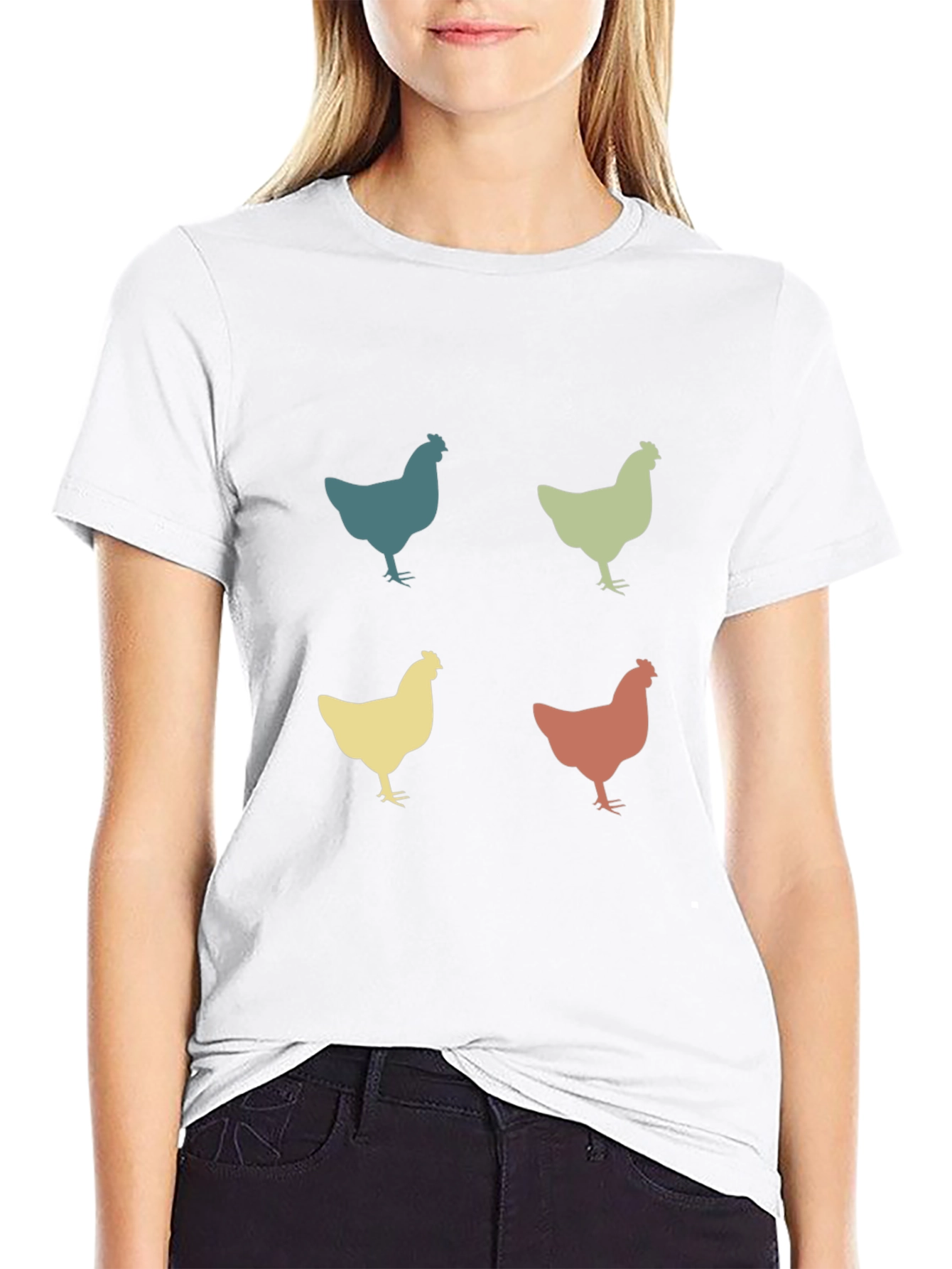 Retro Chicken Pattern T-Shirt
