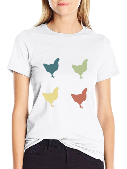 Retro Chicken Pattern T-Shirt