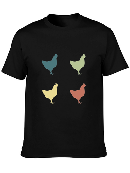 Retro Chicken Pattern T-Shirt