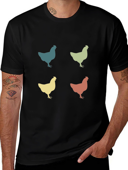 Retro Chicken Pattern T-Shirt