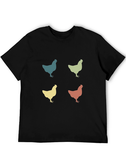 Retro Chicken Pattern T-Shirt