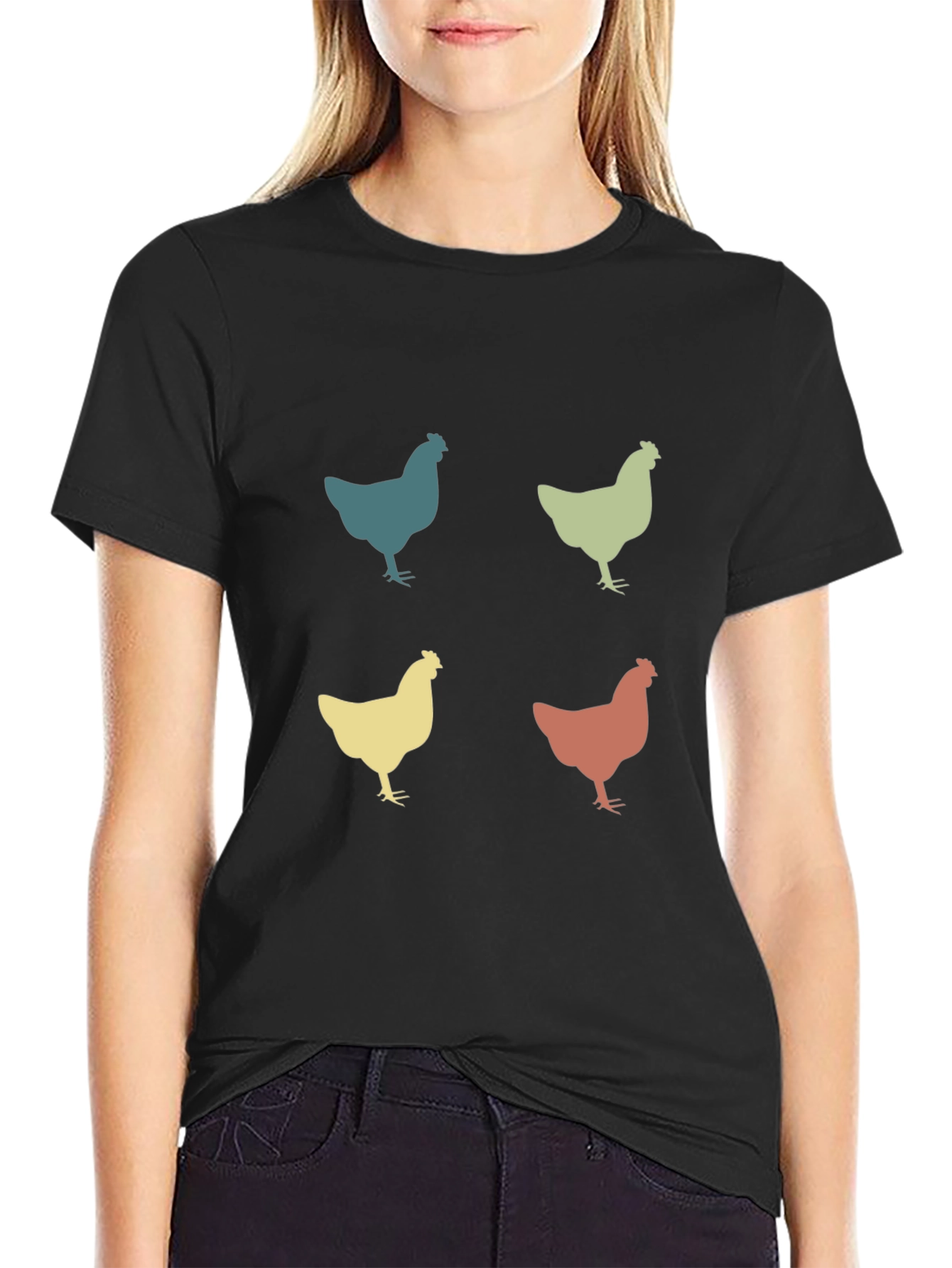 Retro Chicken Pattern T-Shirt