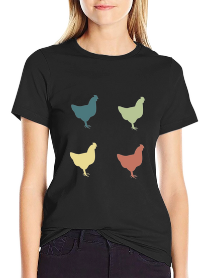 Retro Chicken Pattern T-Shirt