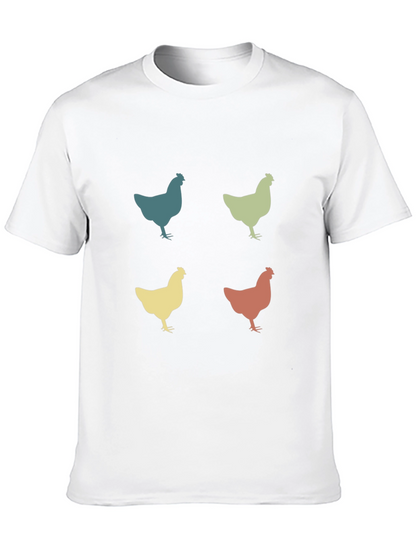 Retro Chicken Pattern T-Shirt