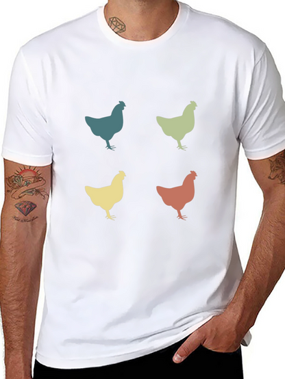 Retro Chicken Pattern T-Shirt