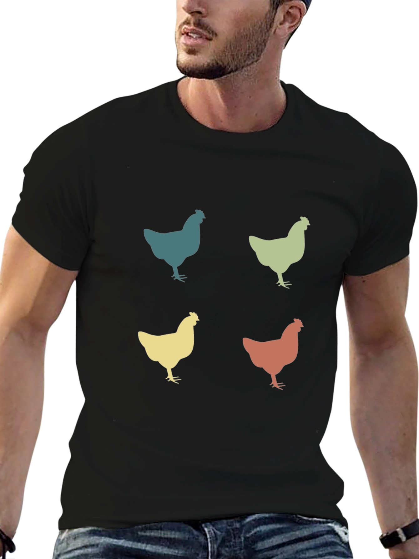 Retro Chicken Pattern T-Shirt