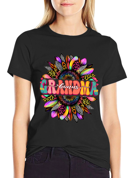 Grandma Bonus Graphic Tee - Sunflower Design