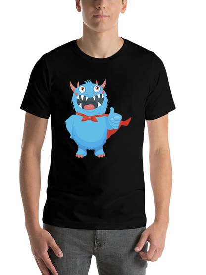 Monster Graphic Tee - Cute Blue Cartoon Character