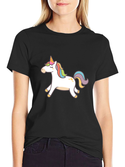 Black T-Shirt with Unicorn Graphic