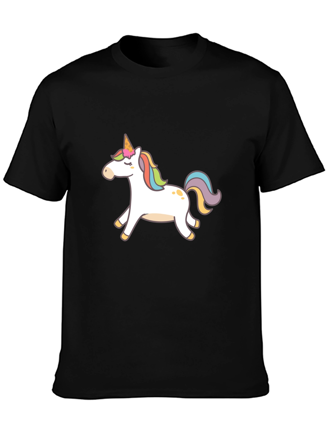 Black T-Shirt with Unicorn Graphic