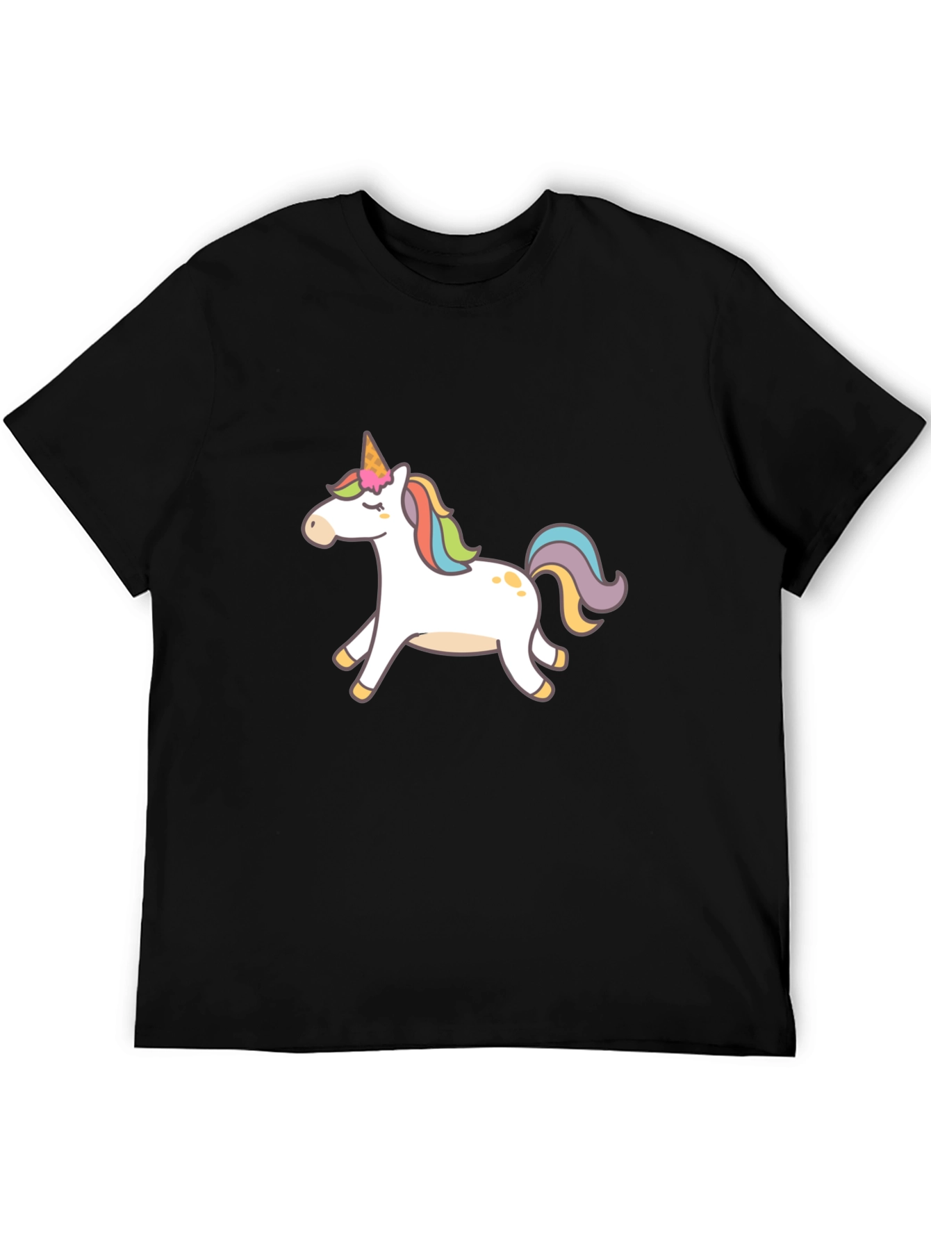 Black T-Shirt with Unicorn Graphic