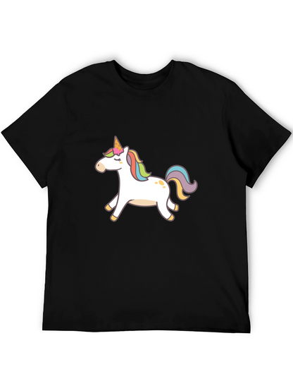 Black T-Shirt with Unicorn Graphic