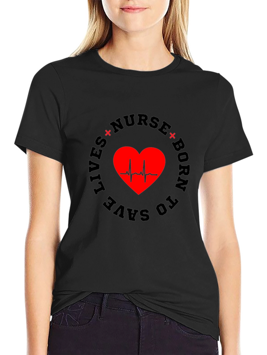 Nurse Born To Save Lives Graphic Tee - Black