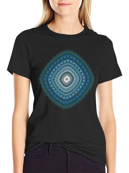 Geometric Mandala Print Black T-Shirt