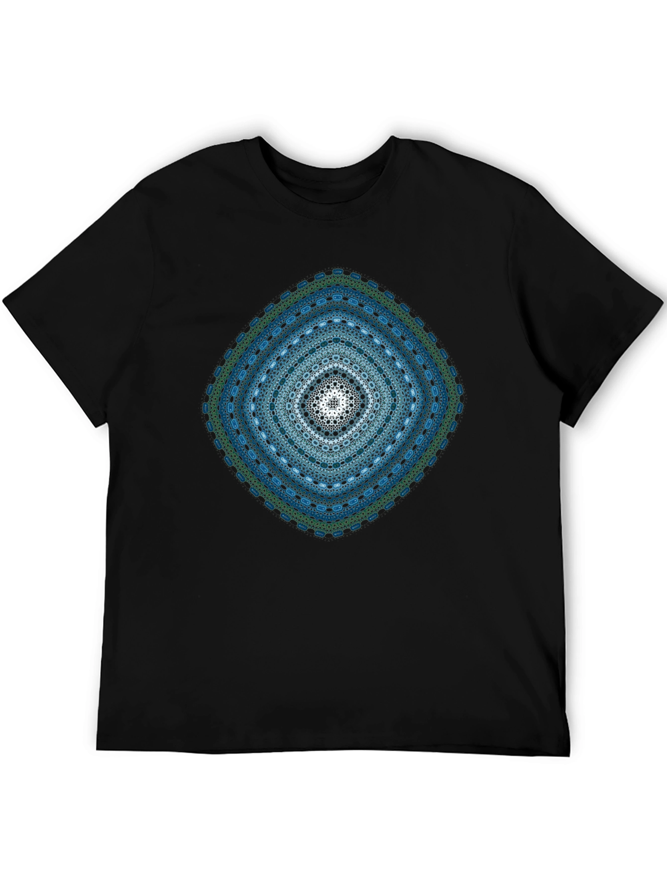 Geometric Mandala Print Black T-Shirt