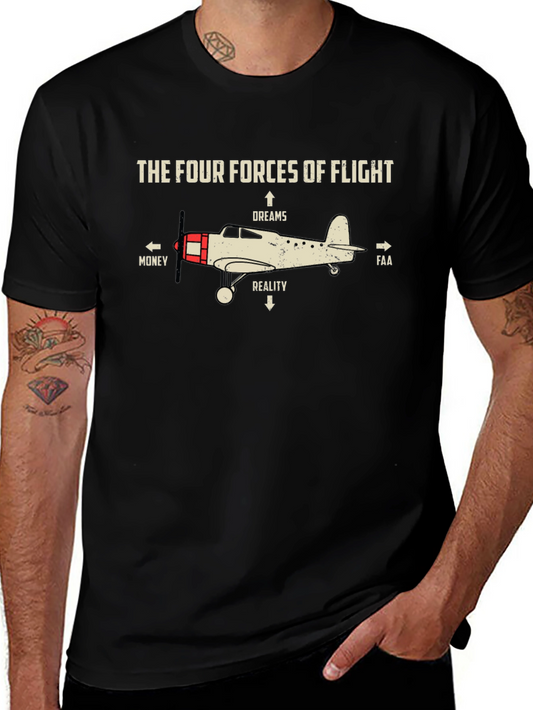 Aviation Humor Tee: The Four Forces of Flight