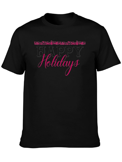 Festive Happy Holidays Black T-Shirt