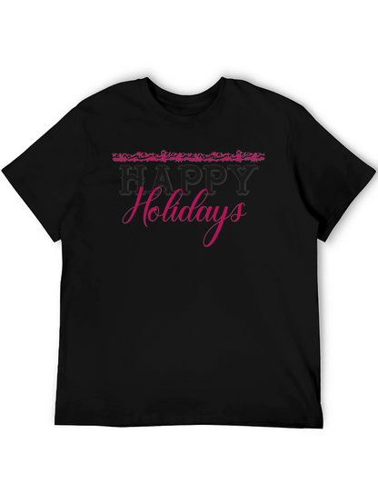 Festive Happy Holidays Black T-Shirt