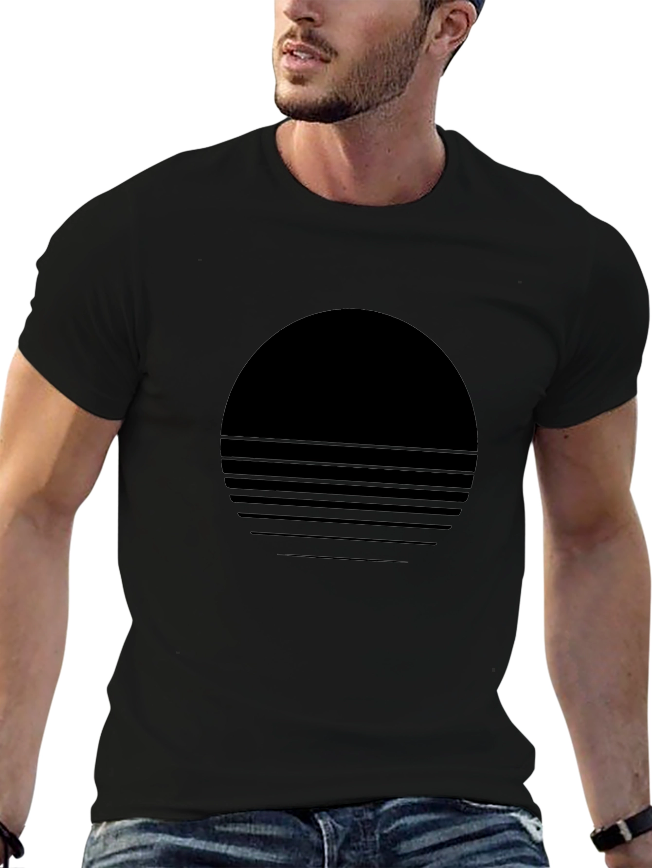 Retro Sunset Graphic Tee - Black