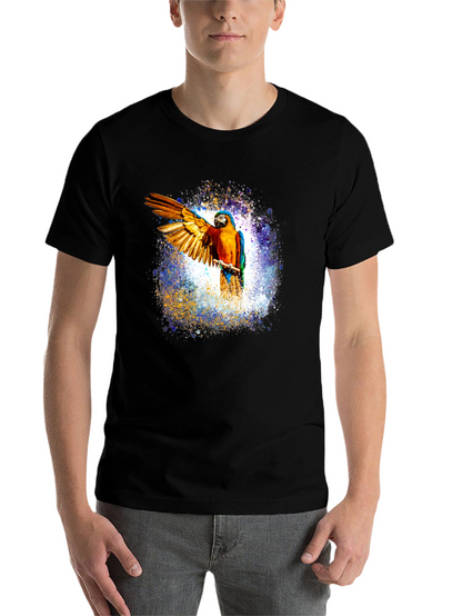 Macaw Parrot Graphic Black T-Shirt