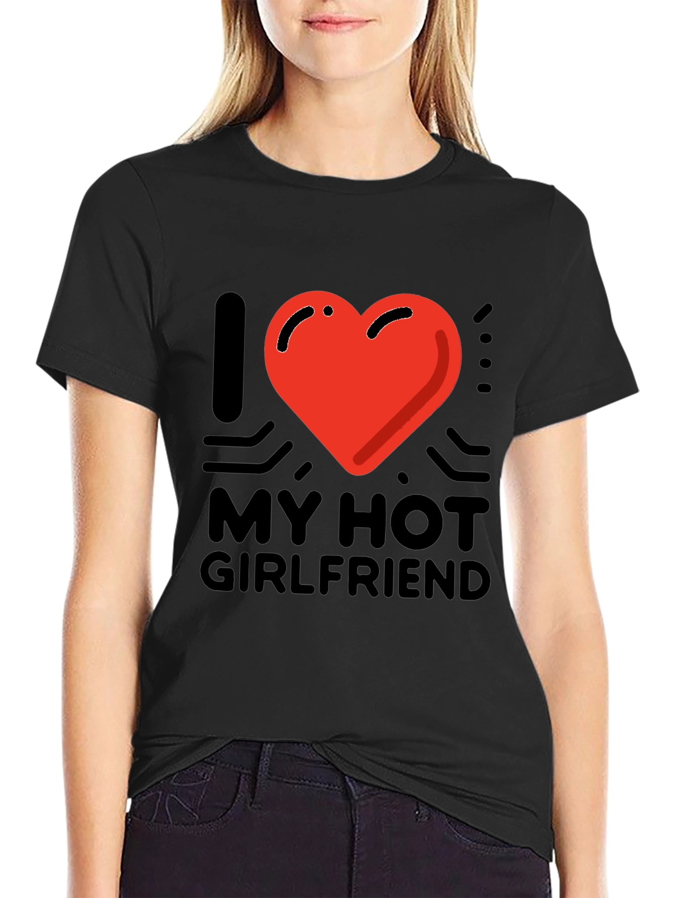 I Heart My Hot Girlfriend Graphic Tee - Black