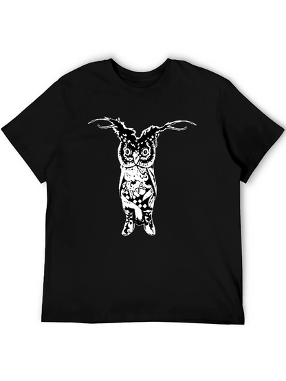 Mens Black Graphic T-Shirt - Owl Design