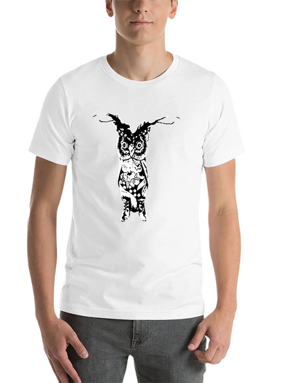 Mens Black Graphic T-Shirt - Owl Design