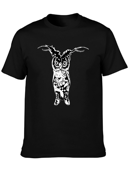 Mens Black Graphic T-Shirt - Owl Design