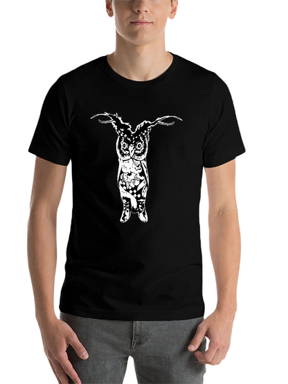 Mens Black Graphic T-Shirt - Owl Design