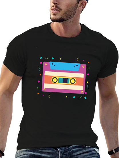 Retro Cassette Tape Graphic Tee - Black