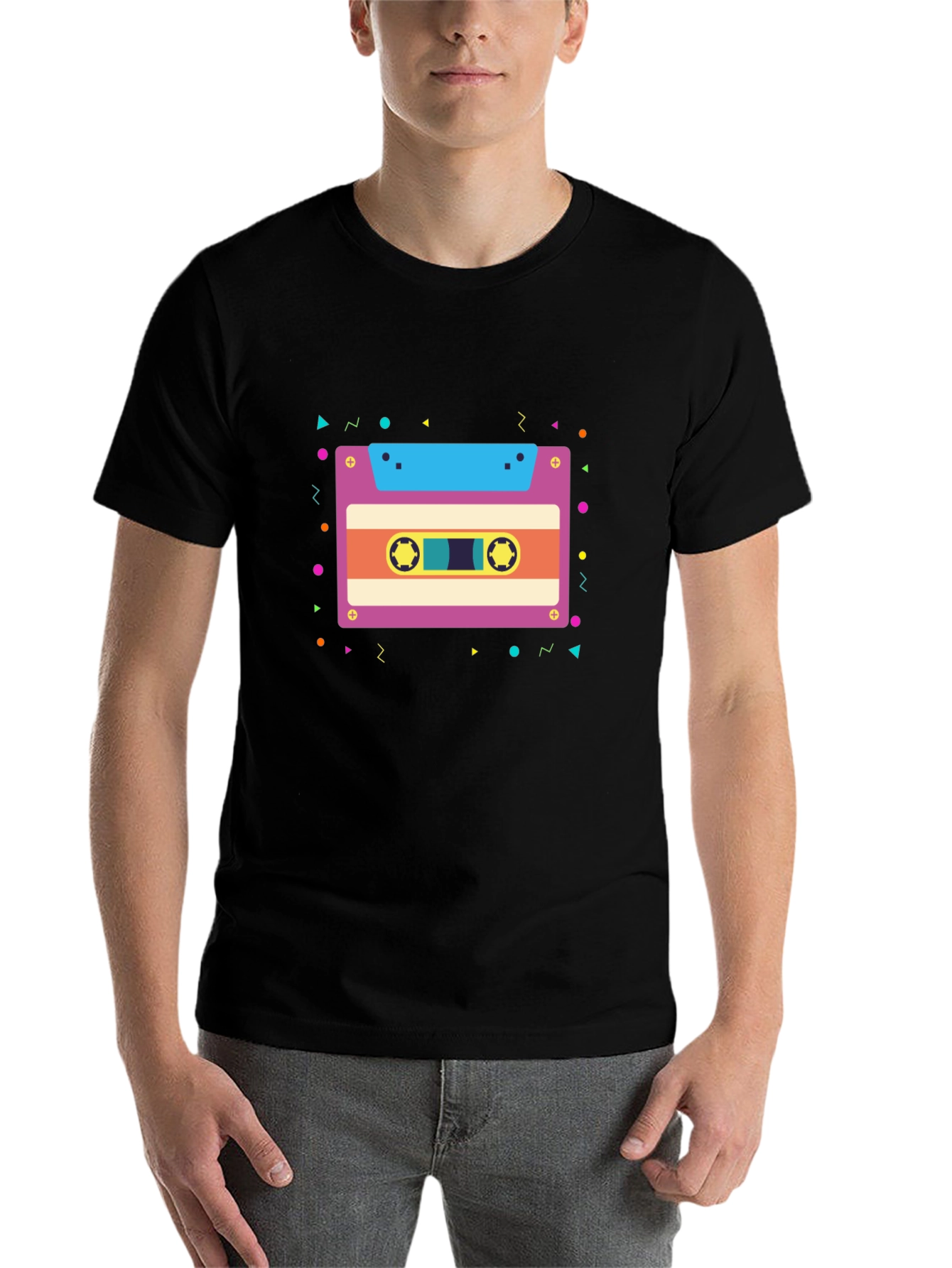Retro Cassette Tape Graphic Tee - Black