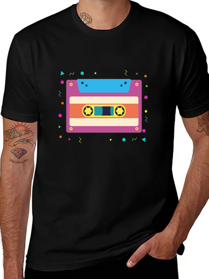 Retro Cassette Tape Graphic Tee - Black