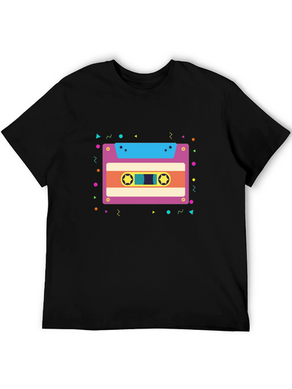 Retro Cassette Tape Graphic Tee - Black