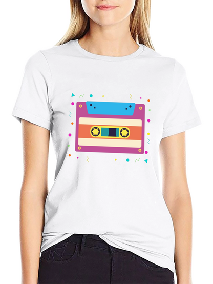 Retro Cassette Tape Graphic Tee - Black