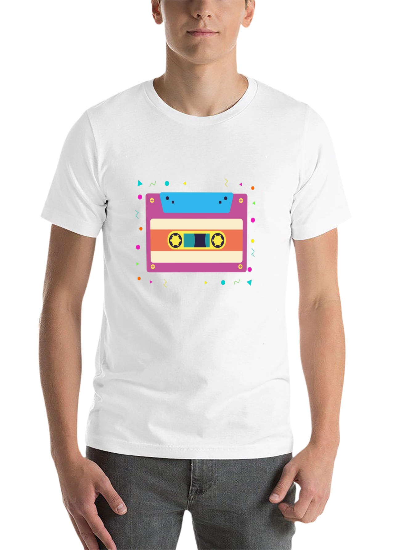 Retro Cassette Tape Graphic Tee - Black