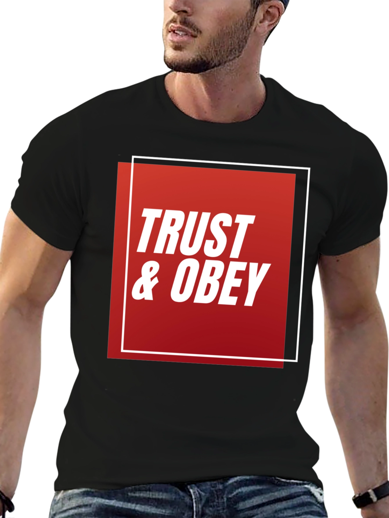 Trust & Obey Graphic Tee - Black Cotton T-Shirt