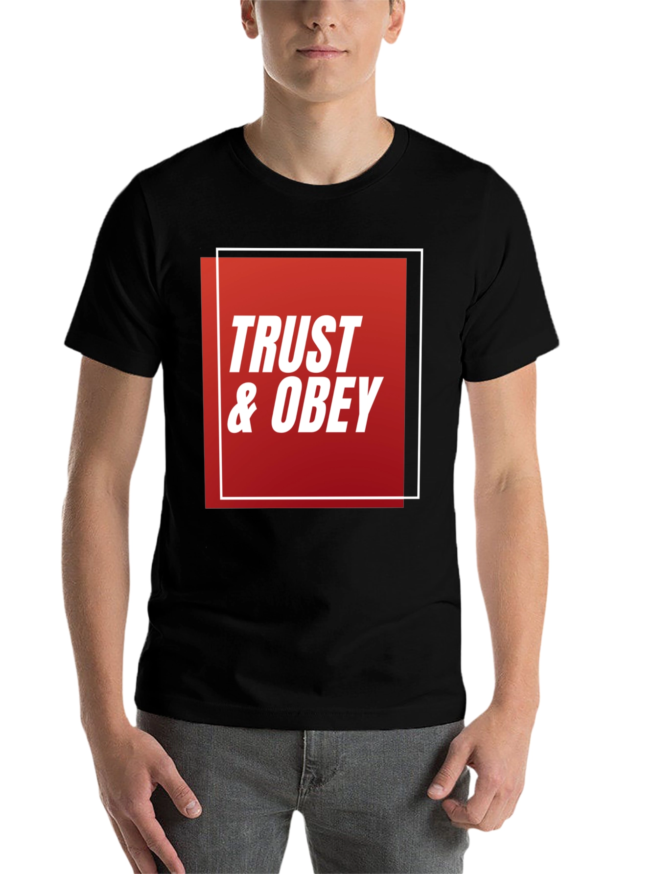 Trust & Obey Graphic Tee - Black Cotton T-Shirt
