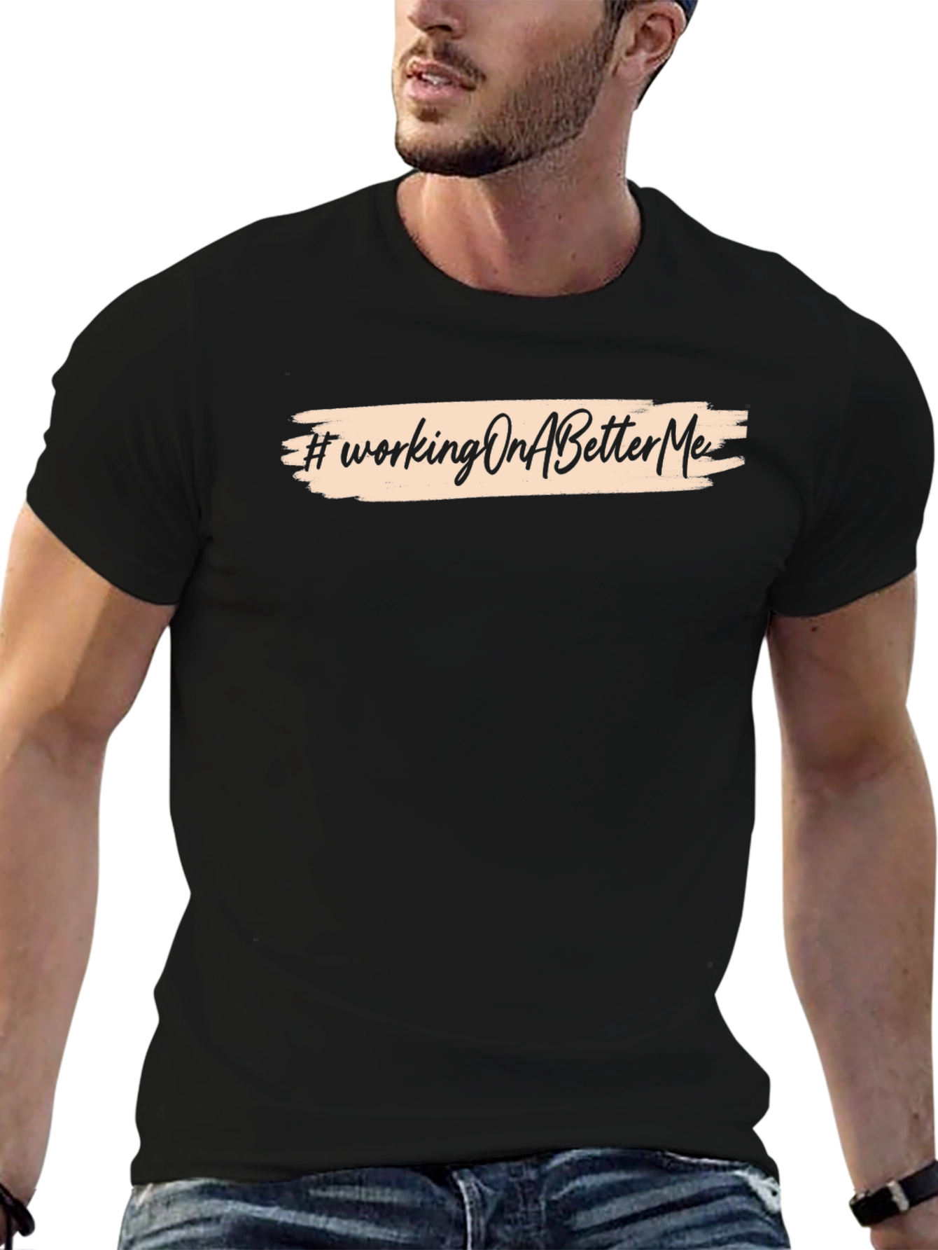 #WorkingOnABetterMe Black Graphic Tee