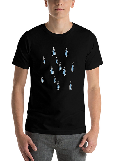 Rain Drop Graphic Tee - Black Cotton T-Shirt