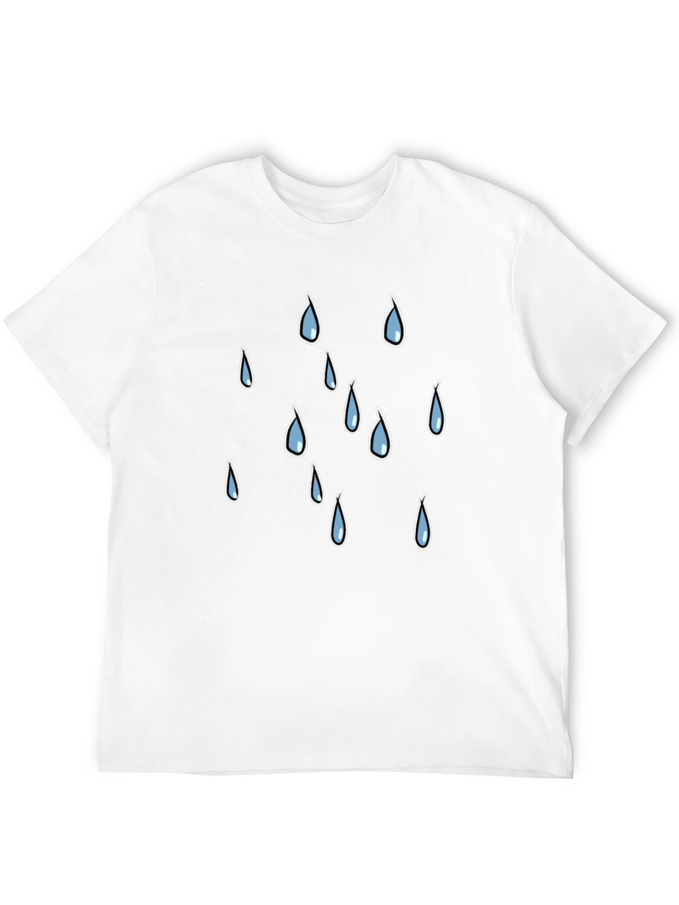 Rain Drop Graphic Tee - Black Cotton T-Shirt
