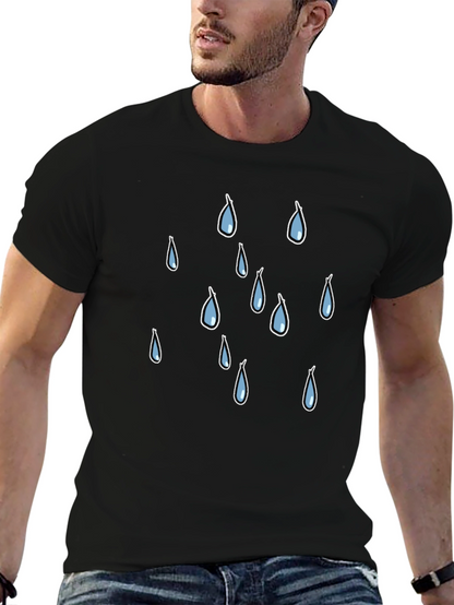 Rain Drop Graphic Tee - Black Cotton T-Shirt
