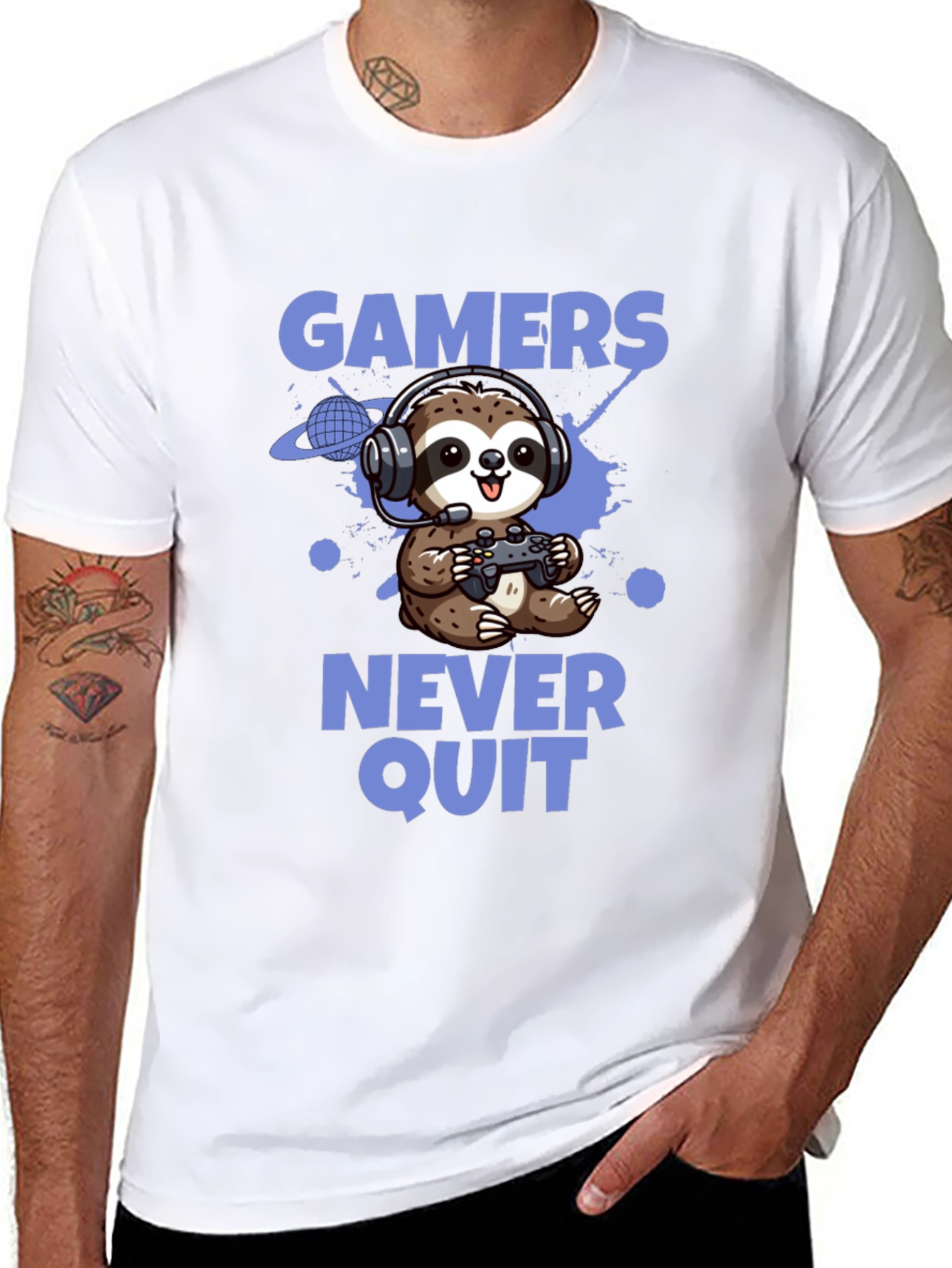 Gamer Sloth T-Shirt - Never Quit Tee