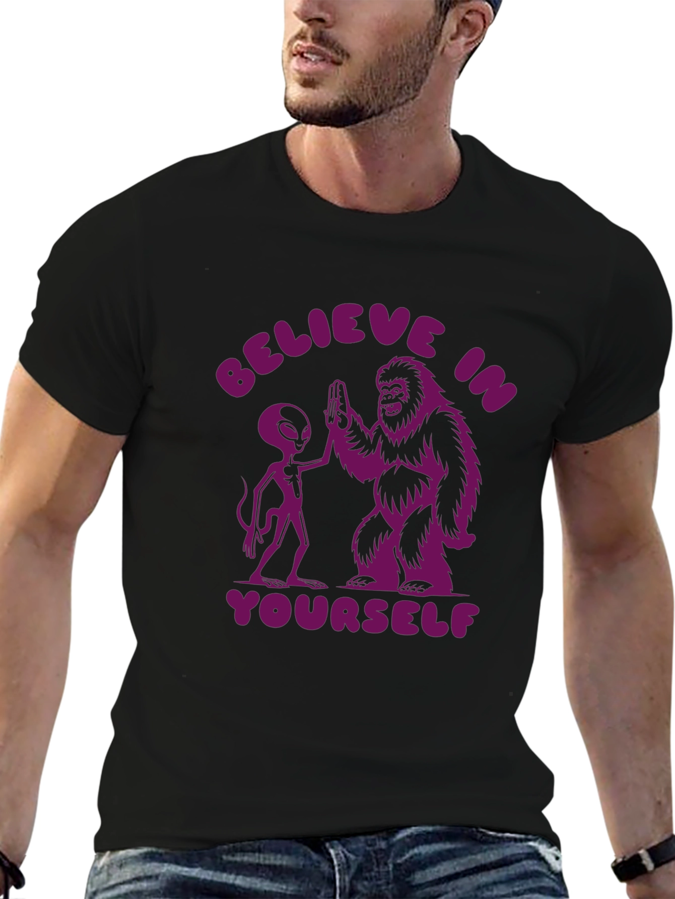 Believe In Yourself Alien Bigfoot T-Shirt