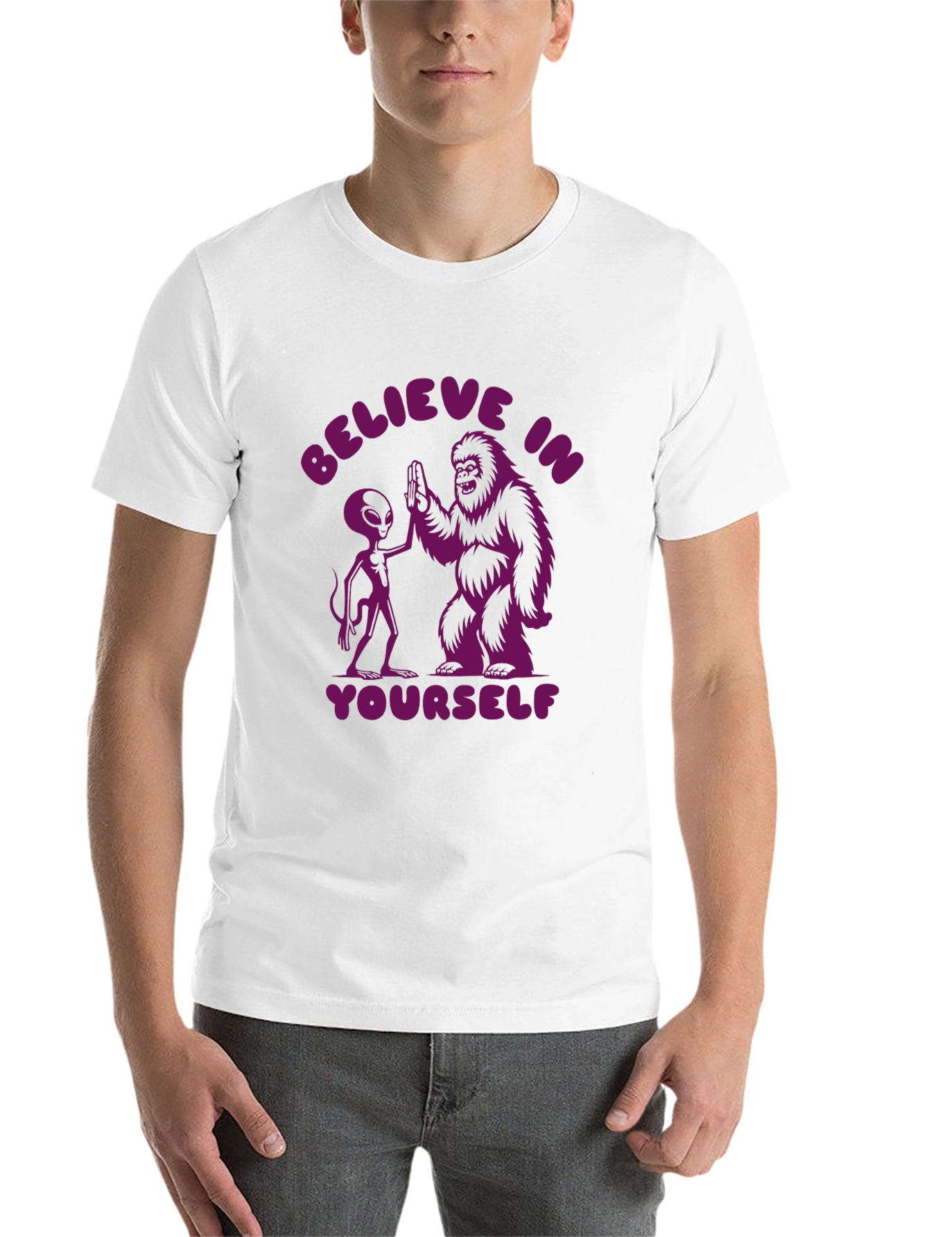 Believe In Yourself Alien Bigfoot T-Shirt