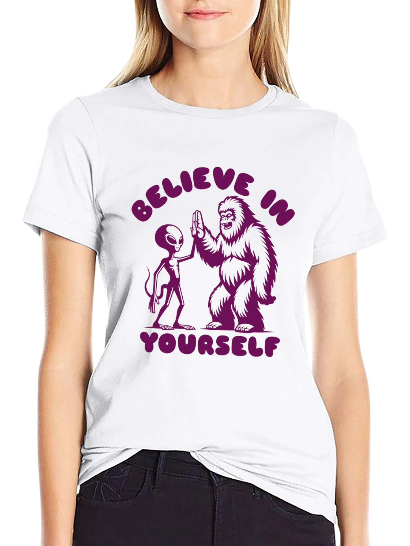 Believe In Yourself Alien Bigfoot T-Shirt