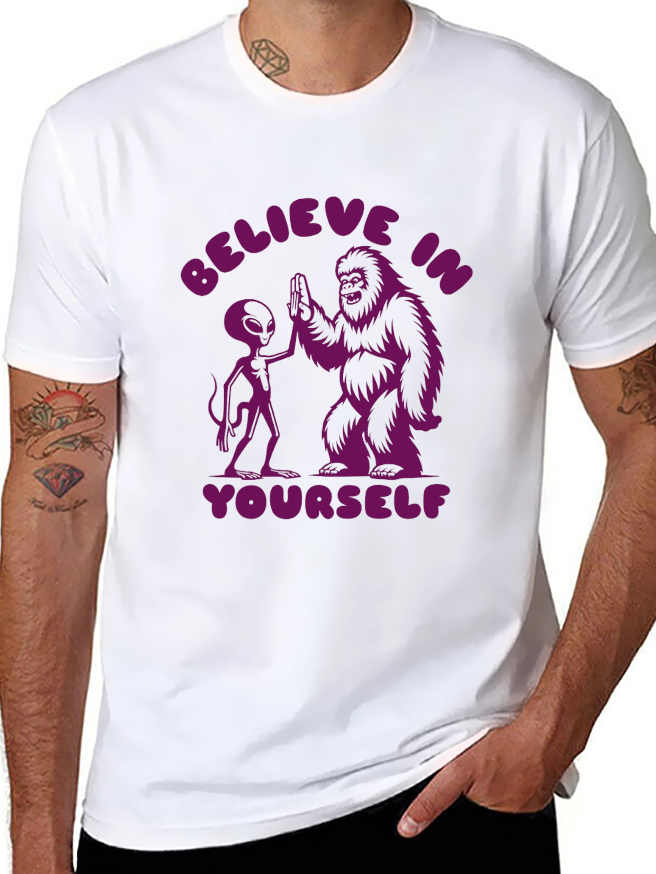 Believe In Yourself Alien Bigfoot T-Shirt